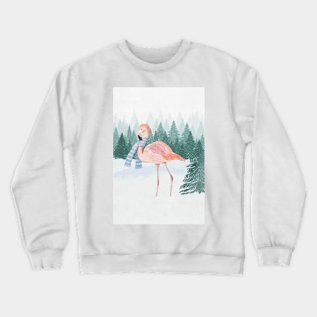 Flamingo in winter Crewneck Sweatshirt by CalliLetters